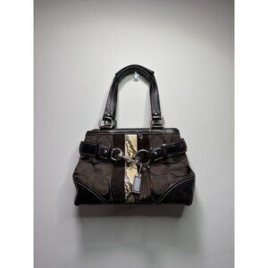 Coach Hampton Signature Shoulder Bag Purse Satchel Black Python Snake 10262